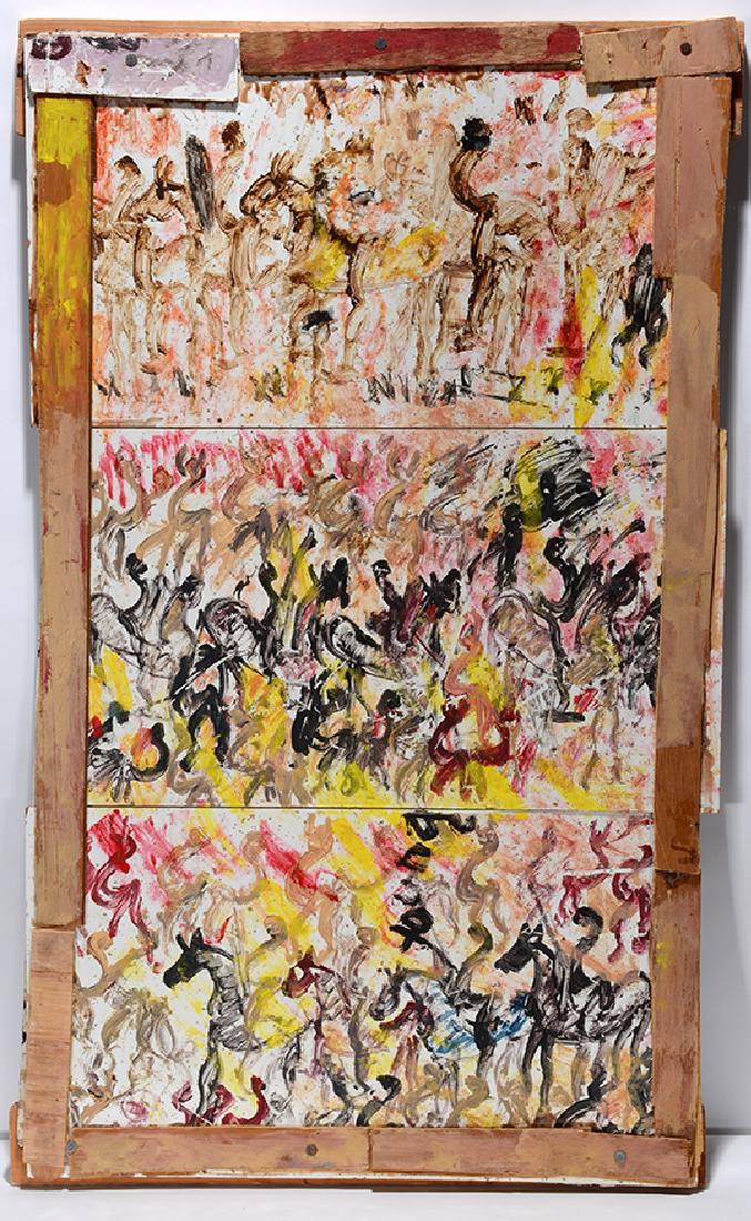 Purvis Young. Horses and Riders.: Purvis Young. Horses and Riders. Signed. Paint on found masonite. Great condition. 24” w x 37” h. Est. $400-600. Ship: $85