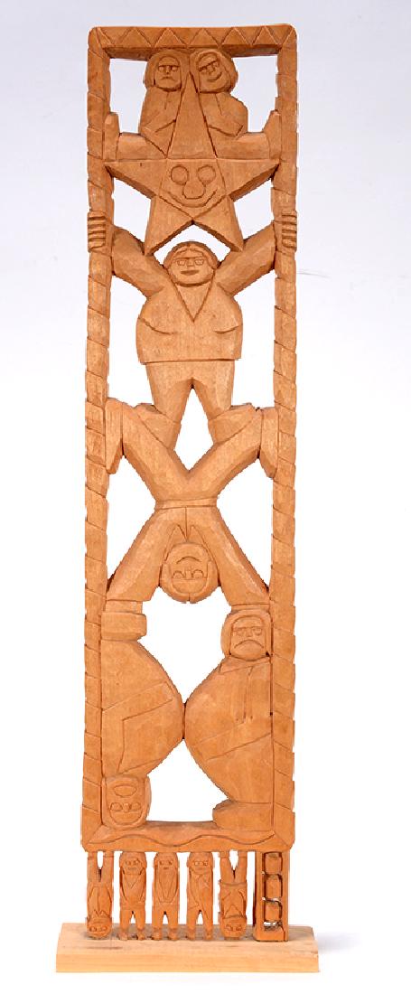 Rev. Herman Hayes. Multi-Figure Totems.: ﻿Rev. Herman Hayes. Multi-Figure Totems. 1983. Signed and dated. Carved natural wood. Excellent condition. 18” h x 5” x 2”. Est. $200-400. Ship: $45
