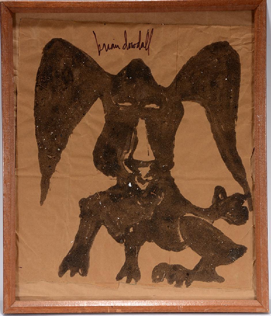 Brian Dowdall. Floppy Eared Hound Dog.: ﻿Brian Dowdall. Floppy Eared Hound Dog. Signed. Not dated. Mix of sand and dirt on craft paper. Great condition. Size with frame is 17” w x 20” h. Est. $100-200. Ship: $45