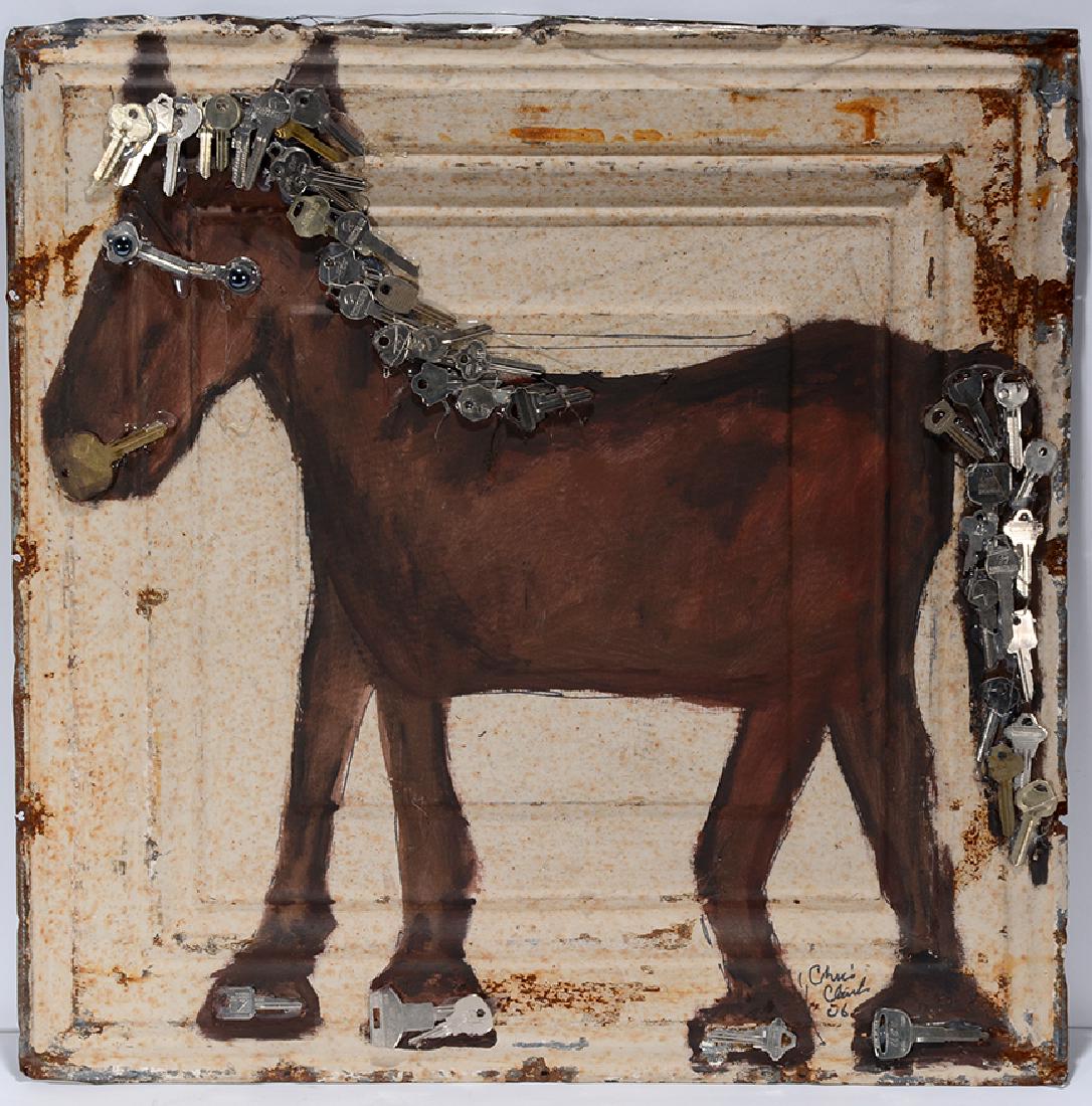 Chris Clark. Horse.: ﻿Chris Clark. Horse. 2006. Signed and dated. Paint and applied keys on found ceiling tile. Great condition. Great condition. 24” x 24”. Est. $200-400. Ship: $55