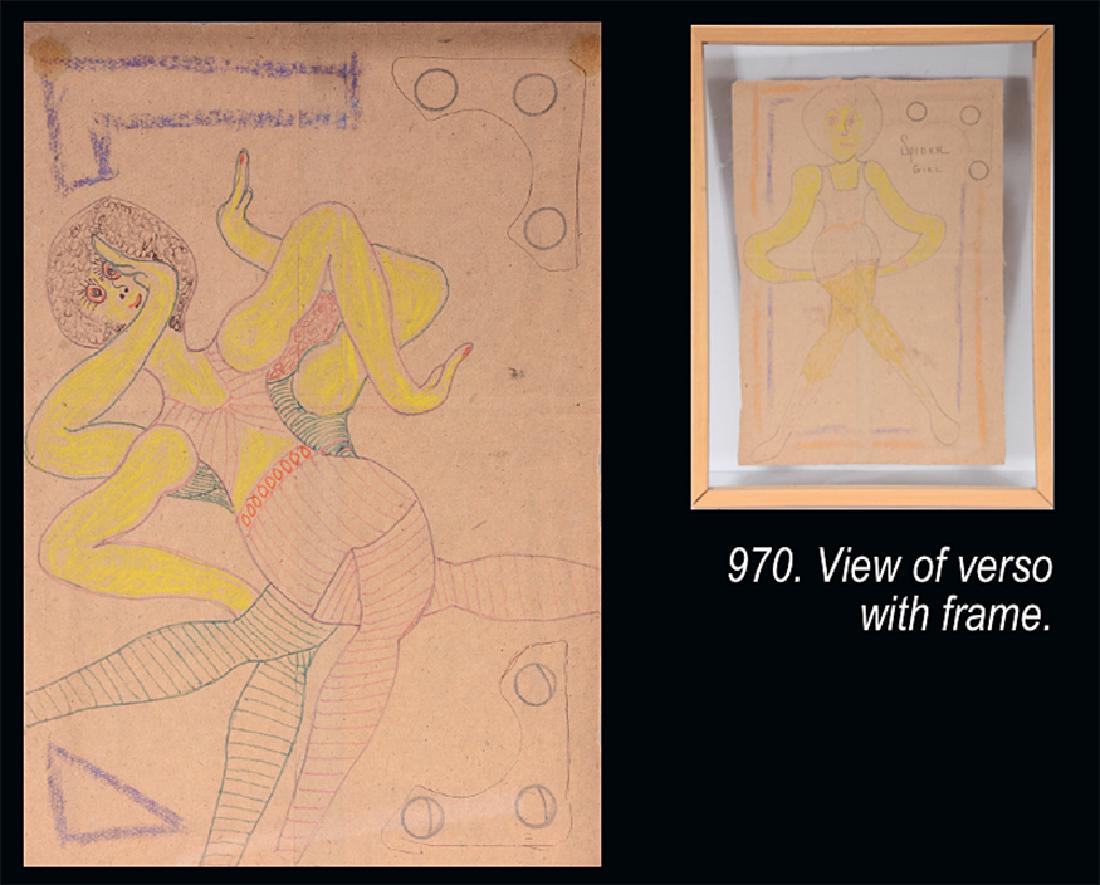 Lewis Smith. Dbl-Sided Wrestling Girls.: ﻿Lewis Smith. Dbl-Sided Wrestling Girls. Not signed. Mixed media on brown paper. Excellent condition. 15” w x 20” h with frame. Est. $200-300. Ship: $45