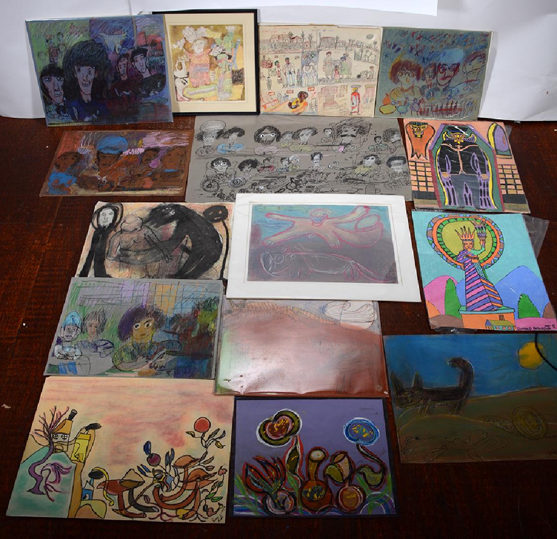 Costa, Nelson, Griffiths, Patterson & Kish. 16 Original: ﻿Paul Costa, Nelson, Griffiths, Patterson & Kish. 16 Original Works. c. 1980-90’s. Signed and dated. Mixed media on paper. All in good condition. Not framed. Average size is 26” x 2