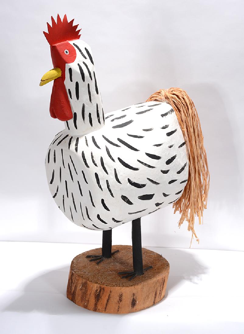 Lulu Herbert. Large Spotted Hen.: ﻿Lulu Herbert. Large Spotted Hen. Signed. Carved and painted wood with natural fiber. Excellent condition. 29” h x 18” x 10”. Est. $300-500. Ship: $125