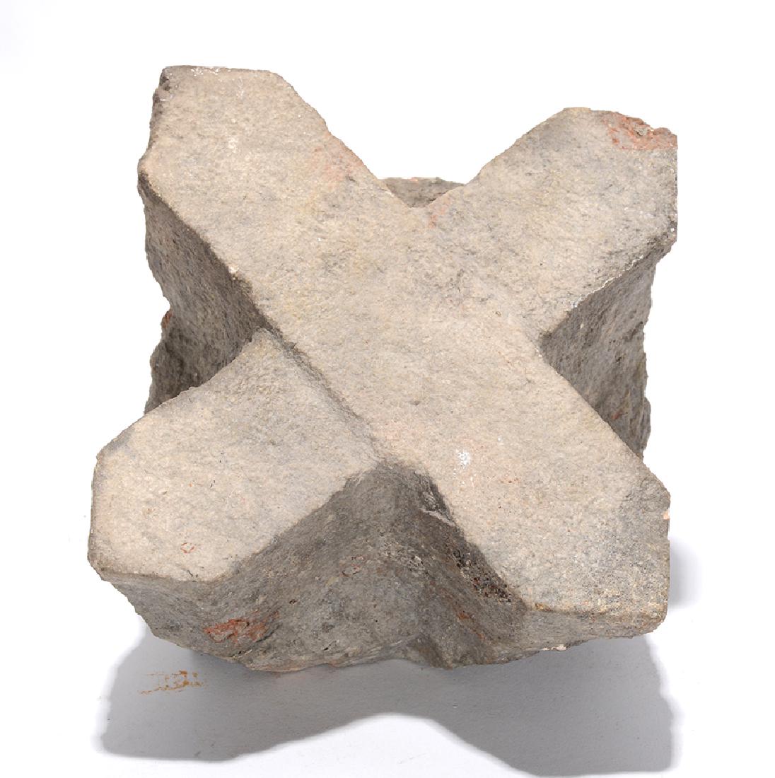 Pre-Columbian Style. Mayan Cross.: Pre-Columbian Style. Stone X Marker. Carved stone. Great condition. 6” x 6” x 7”. Provenance: The Estelle Friedman Collection. Est. $200-300. Ship: $45