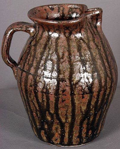 Lanier Meaders Pitcher.: c. mid-1980's. Small tobacco spit pitcher. Mint condition. 8" h. Est. $300 - $500. Ship: $30