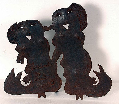 Georges Liautaud - Marassa: Cut steel drum. Haitian. 6" x 17"h. Provenance: The Jonathan Demme Collection. Est. $800 - $1,000. Ship: $35 Liautaud was the originator and master of metal sculpture from discarded oil barrels in Hai