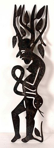 Serge Jolimeau Metamorphosis.: Cut oil drum. Haitian. 8"w x 34"h. Provenance: The Jonathan Demme Collection. Est. $200 - $300. Ship: $30