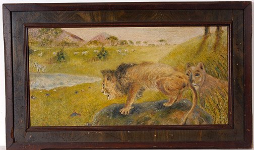 Lions Stalking Wild Life Painting