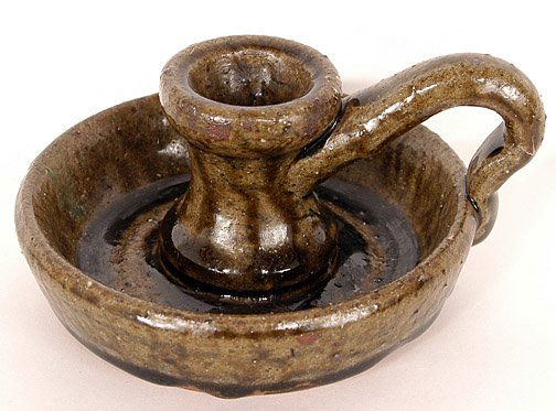 Lanier Meaders Candleholder.: Candleholder. Signed and dated, 1988. 3" h. Mint condition. Est. $100 - $200. Ship: $25