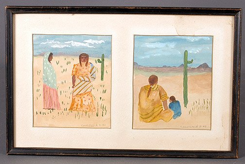 Cecil Clark Pair of Native American Watercolors.