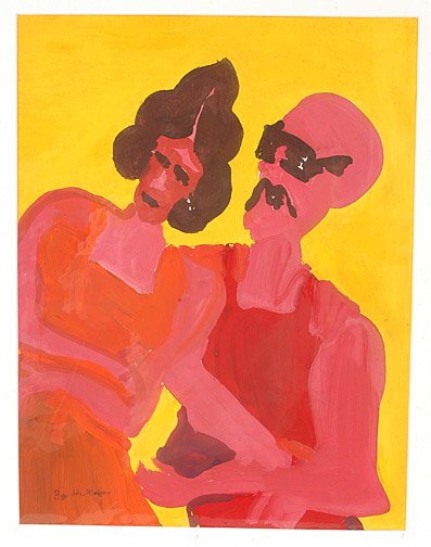 Ike Morgan Couple.: Couple. Acrylic on paper. c. 1992. 20" x 15.5". Est. $500 - $800. Ship: $25