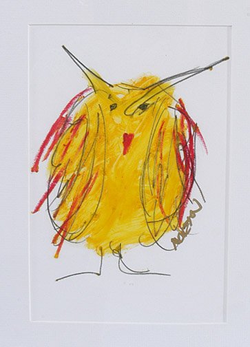 Frank Norton Chicken Scratches.: Chicken Scratches. Paint, crayon and ink on paper. 17" w x 21" h. Nicely frames. Est. $100 - $200 Ship: $25