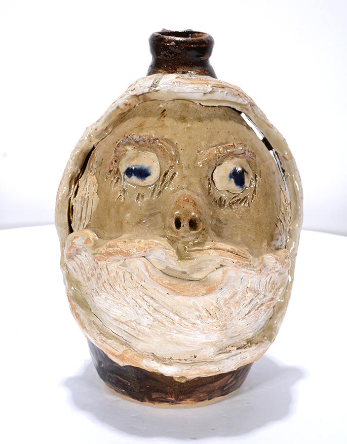 Marie Rogers. Santa Claus Face Jug.: Marie Rogers. Santa Claus Face Jug. Stamped. Minor kiln shrinkage, otherwise excellent condition. 8.5"h. Est.$200-300. Ship:$35