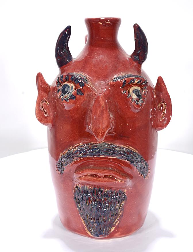 Jerry Brown. Red Devil Face Jug.: Jerry Brown. Red Devil Face Jug. 1994. Signed and dated. Mint condition. 11"h. Provenance: Collection of Georgine & Jack Clarke. Est.$200-300. Ship:$45