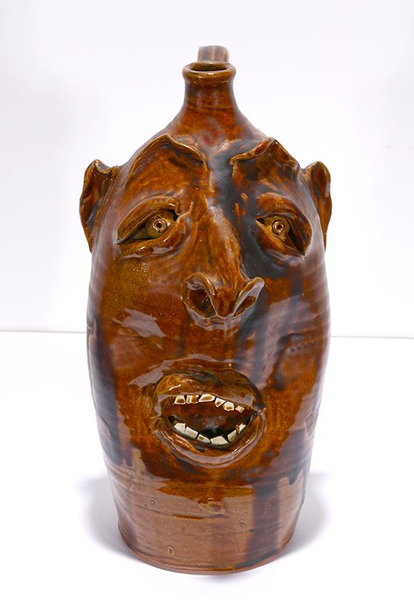Robert Brown. Large Face Jug.: Robert Brown. Large Face Jug. Initialed. Traditional glaze. Mint condition. 13"h. Est.$100-300. Ship:$75