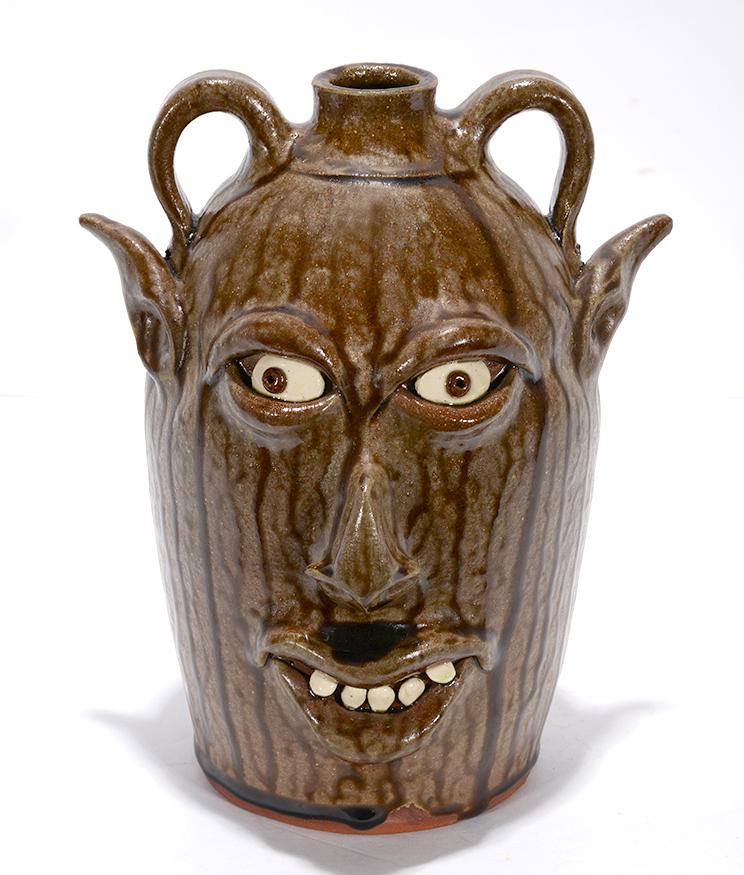 Jeff Standbridge. Dbl Sided Face Jug.: Jeff Standbridge. Double Sided Face Jug. 2007. Signed and dated. Mint condition. 9"h. Est.$100-200. Ship:$45