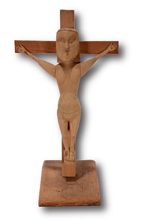 Ernest Patton. Christ On The Cross.: Ernest Patton. Christ On The Cross. Signed. Carved natural wood. Excellent condition. 20.5"h x 7" x 10". Est. 1,000-1,500. Ship:$65
