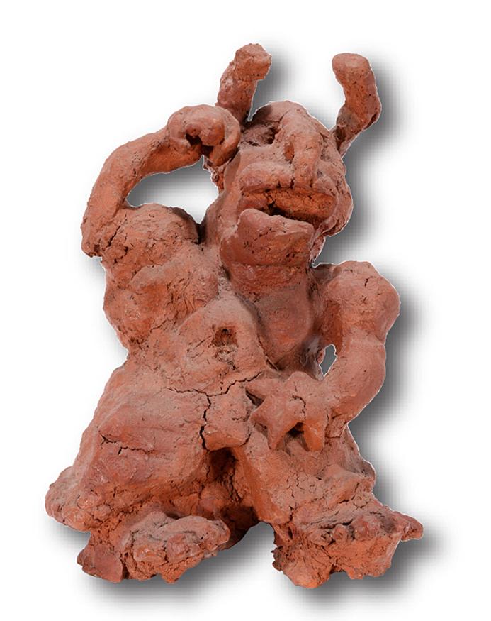 Juanita Rogers. Clay Devil Figure.: Juanita Rogers. Clay Devil Figure. Not signed. hand-molded natural clay figure. Rare example. Excellent condition. 10.5"h. Est.$1,000-2000. Buyer is responsible for shipping.