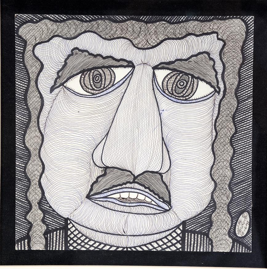 Ted Gordon. Cult Guru.: Ted Gordon. Cult Guru. 1991. Signed, dated and titled on verso. Ink and pencil on cardstock. Excellent condition. 17" x 17" with frame. Est.$200-300. Ship:$35