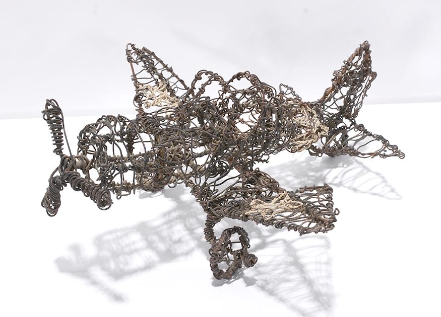 Columbus McGriff. WWII Fighter Plane.: Columbus McGriff. WWII Fighter Plane. Not signed. Heavy gauge wire construction. Excellent condition. 8"h x 15"w x 16"long. Est.$600-900. Ship:$45