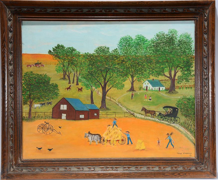 Mother Kimbrough. Bringing In The Hay.: Mother Kimbrough. Bringing In The Hay. Signed. Not dated. Excellent condition. 36" w x 30"h with frame. Est.$800-1,200. Ship:$75