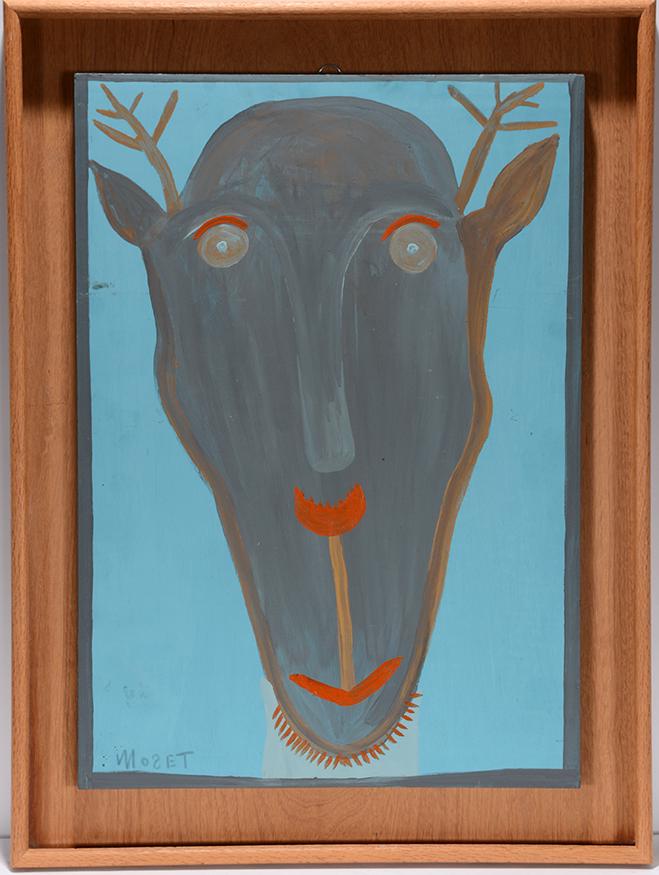 Mose Tolliver. Forest Deer.: Mose Tolliver. Forest Deer. Signed. Not dated. Paint on board. Excellent condition. 22” w x 30” h with frame. Est. $800-1,200. Ship:$65