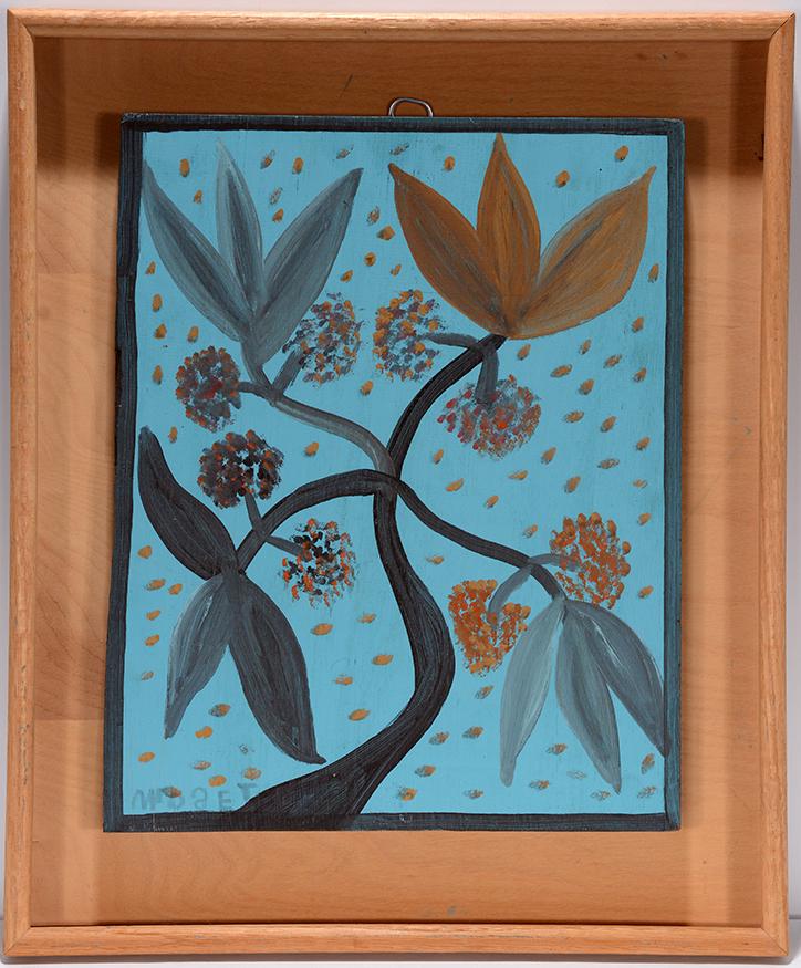 Mose Tolliver. Wild Flowers.: Mose Tolliver. Wild Flowers. Signed. Not dated. Paint on board. Excellent condition. 17” w x 21” h with frame. Est. $500-800. Ship:$45