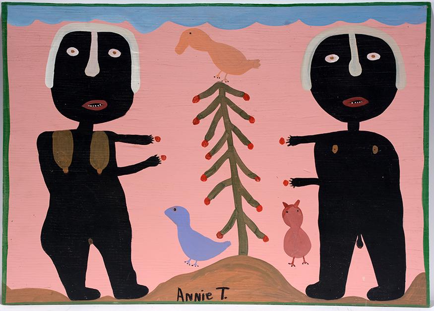 Annie Tolliver. Adam and Eve.: Annie Tolliver. Adam and Eve. Signed. Paint on board. Excellent condition. 32” w x 23"h. Est. $600-900. Ship:$65