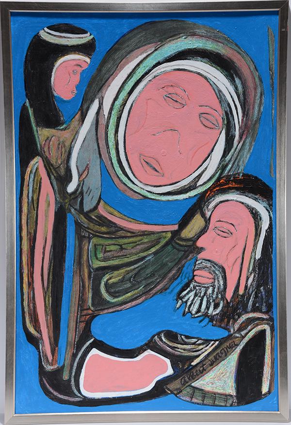 Albert Wagner. Abraham, Sarah & Isaac.: Albert Wagner. Abraham, Sarah & Isaac. Signed. Oil on board. Excellent condition. 25” w x 37” h. Est. $600-900. Ship:$75