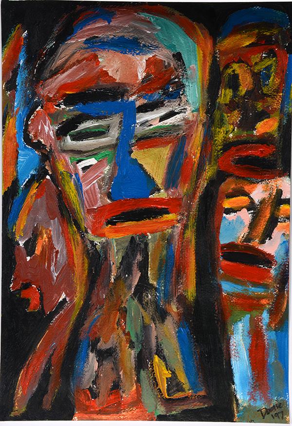 Daniel Diaz. Facing The Music.: Daniel Diaz. Facing The Music. 1997. Signed, titled and dated. Paint on paper. Excellent condition. 15” w x 21"h. Est. $200-300. Ship:$35