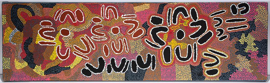 Daisy Napanangka Nelson. Abstract.: Daisy Napanangka Nelson. Abstract. 1994. Signed and dated. Oil on canvas. Excellent condition. 40” w x 12"h. Est. $200-300. Ship:$55