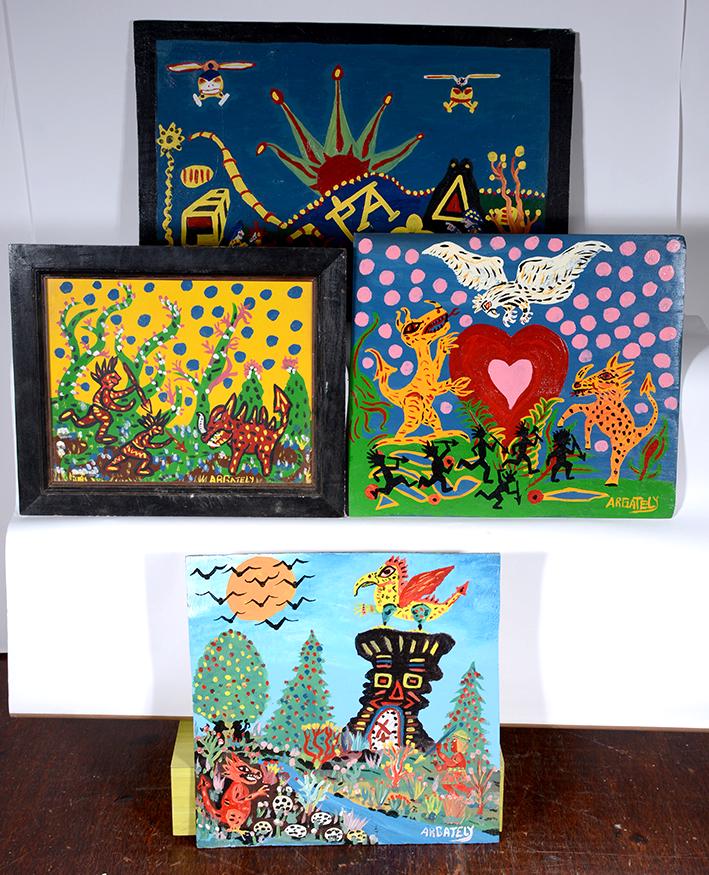 A.R. Gately. Four Works.: A.R. Gately. Four Works. Signed. Not dated. Paint on board. Good condition. Largest is 36” x 24”. Est. $100-200. Ship: $100