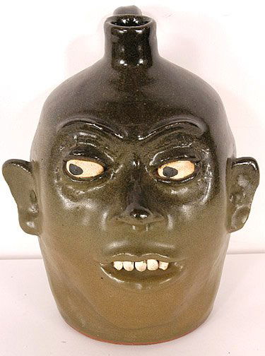Lanier Meaders. Matte Glaze Face Jug: c. mid to late 1970's. 9.5" h. Mint condition. Est. $1,000 - $2,000. Ship: $40