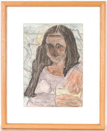 Ike Morgan. Mona Lisa: Pastel and pencil on paper. c. 1988. 10" x 14". Framed: 17.5" x 21.5". Est. $300 - $500. Ship: $30