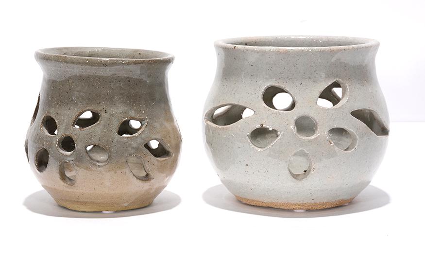 Anita Meaders.  Leaf Motif Candle Holders. (1 of 3)