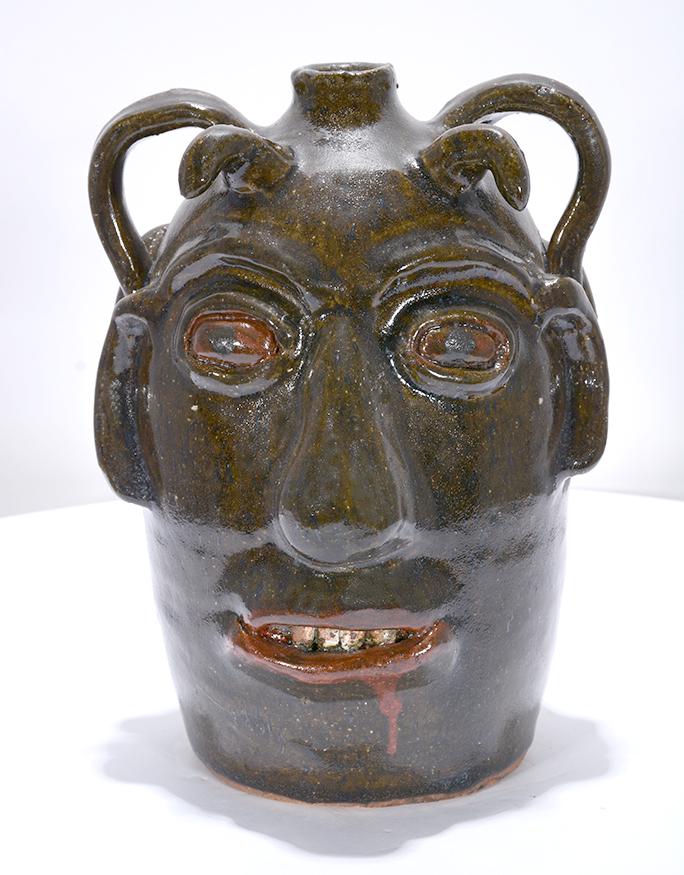 Reggie Meaders. Dbl-Sided Devil & Man Face Jug. (1 of 5)