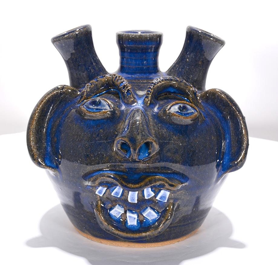 Charles Lisk. Blue Tulip Face Jug. (1 of 3)