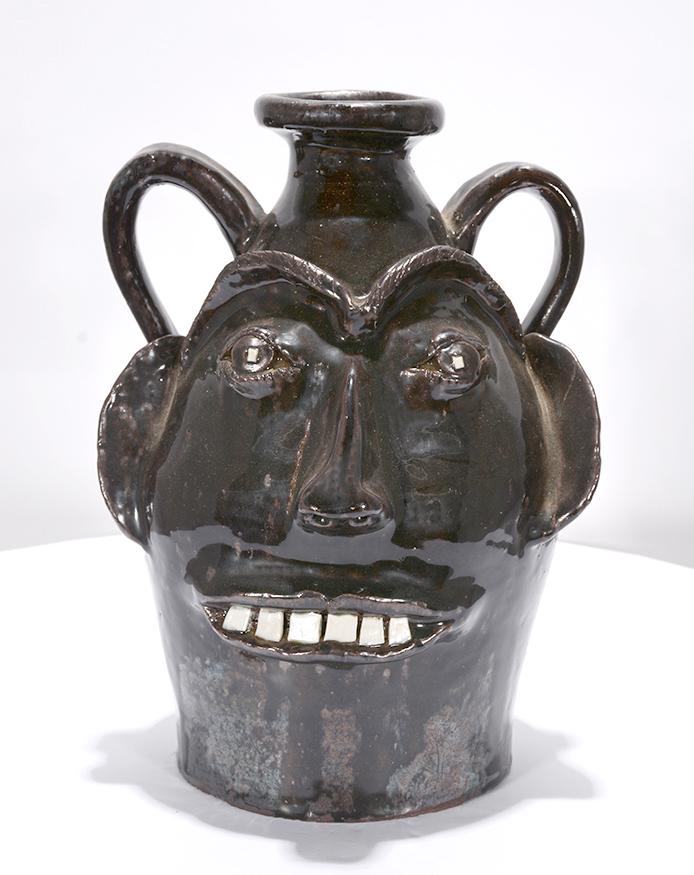 Albert Hodge. Black Face Jug With Double Handles. (1 of 4)