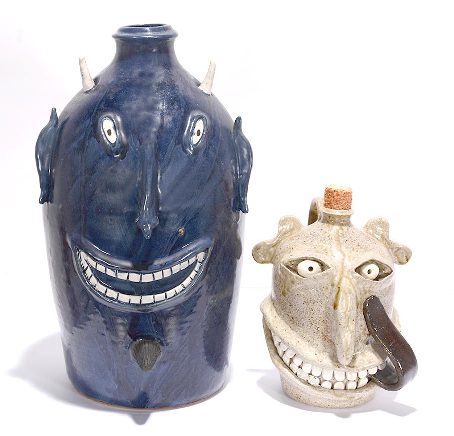 Sid & Matt Luck. Lg Devil & Small Face Jug. (1 of 3)