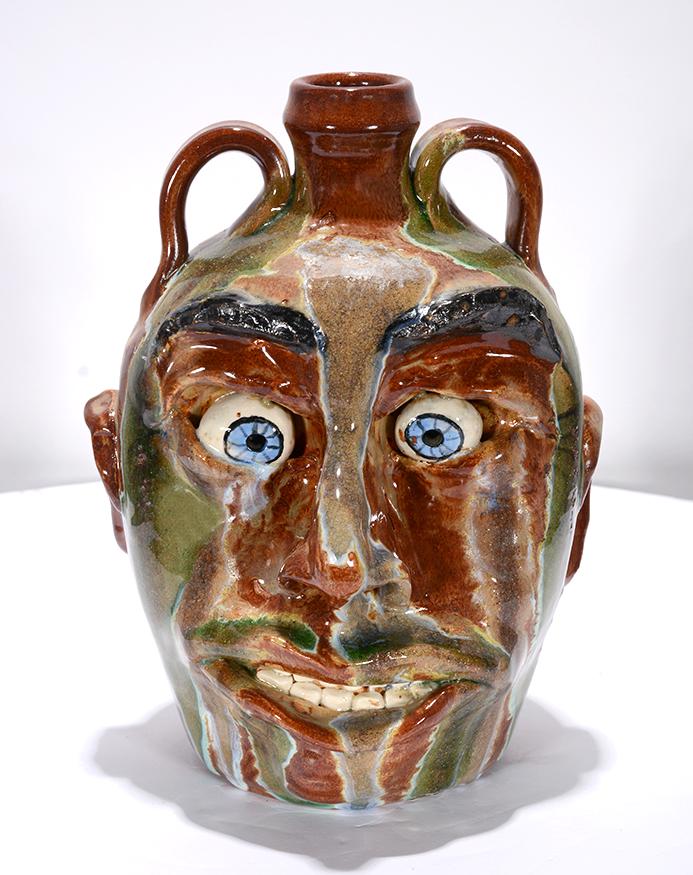 A. Teague. Glaze Drip Face Jug. (1 of 4)