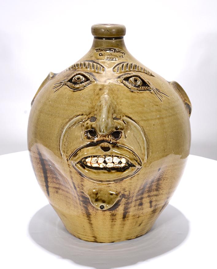 E. Anderson, J. Huntley. Light Green Face Jug. (1 of 5)