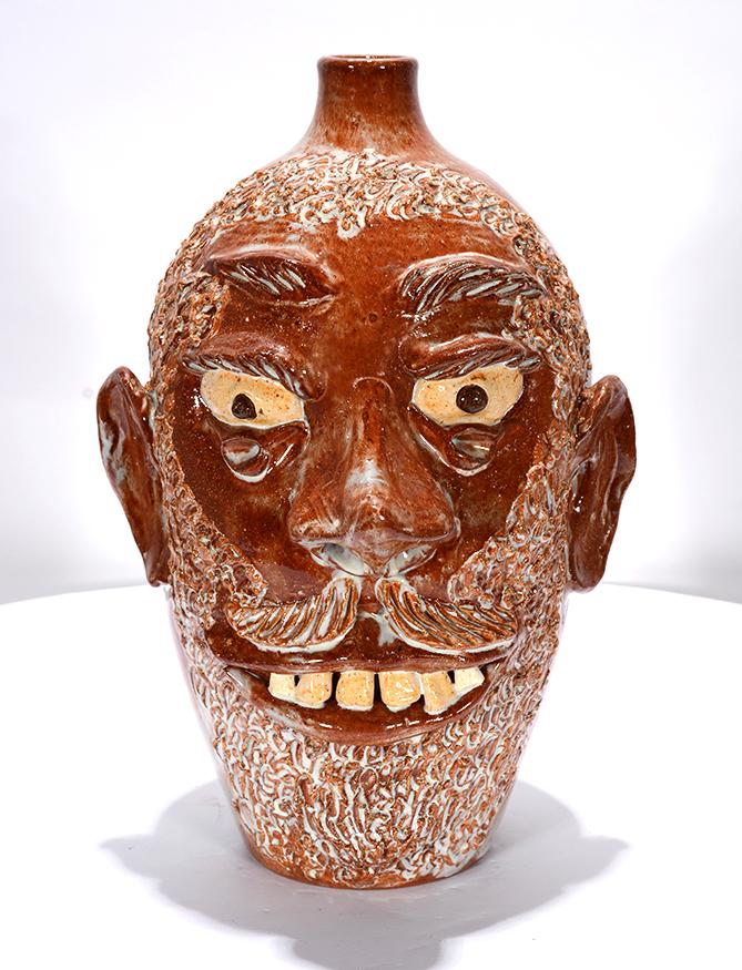G.F. Cole. Face Jug w White Hair. (1 of 3)