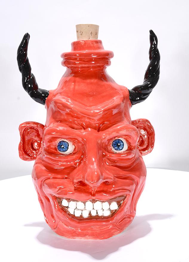 Lorrie Wickman. Red Devil Face Jug. (1 of 4)
