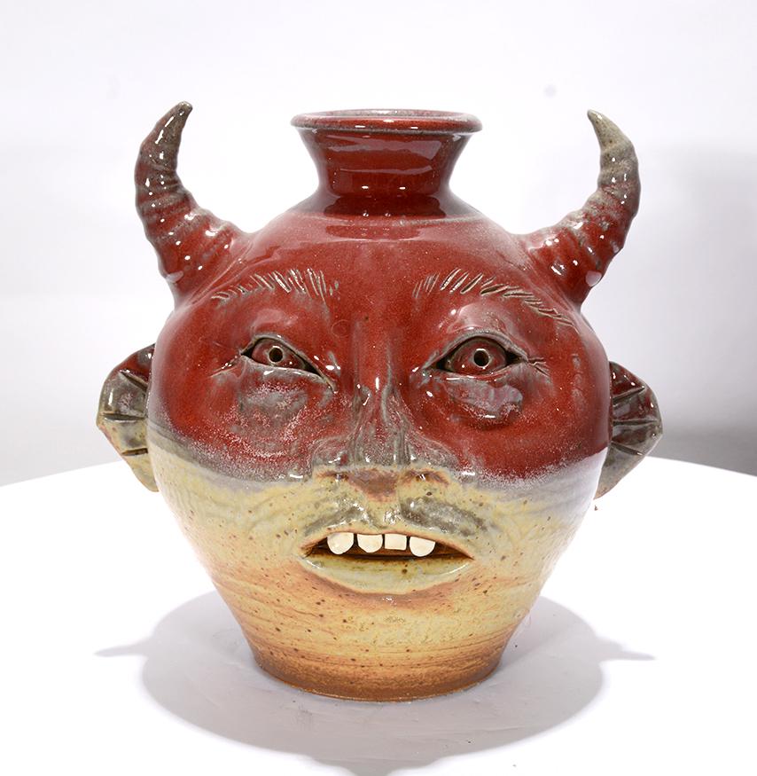 Robert Patton. Dbl-Sided Devil Face Jug. (1 of 4)