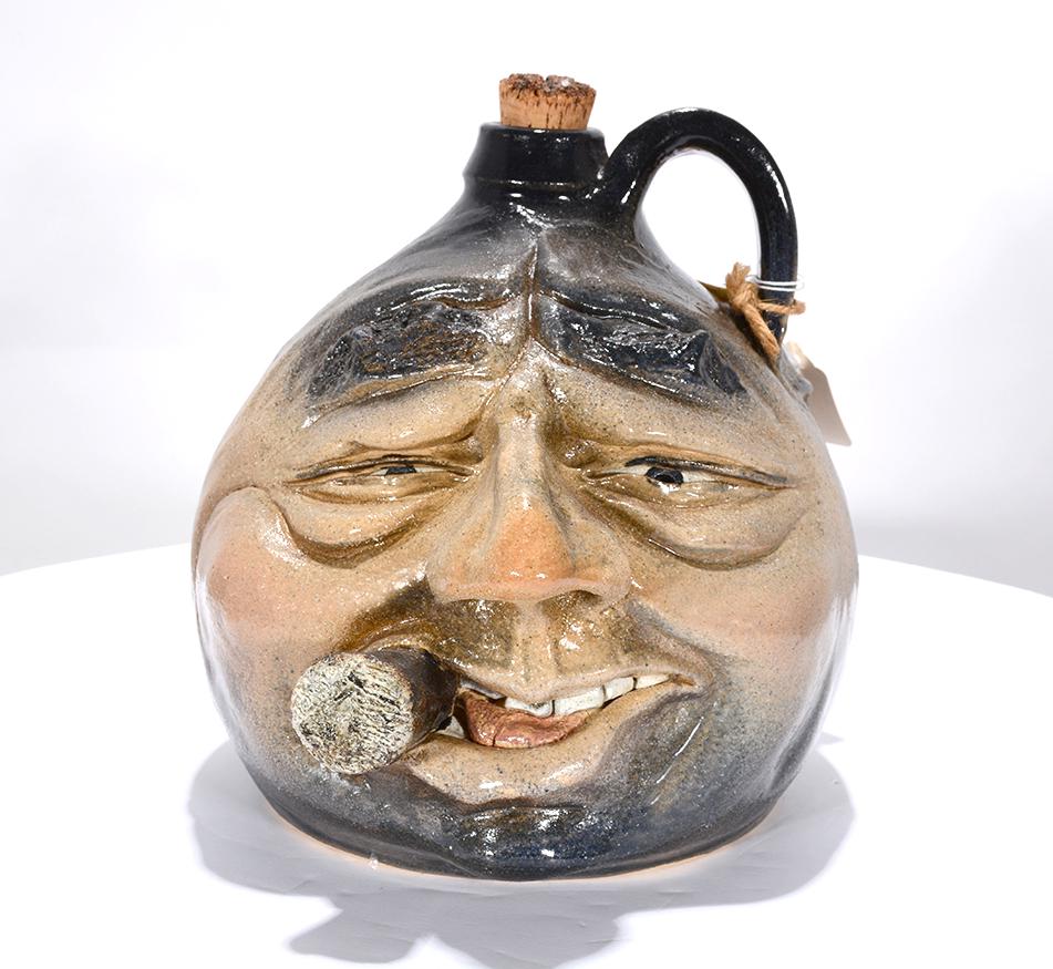 Ed Klimik. Face Jug With Cigar. (1 of 3)