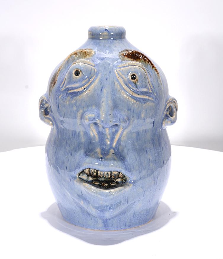 Randall Morgan. Light Blue Face Jug. (1 of 3)