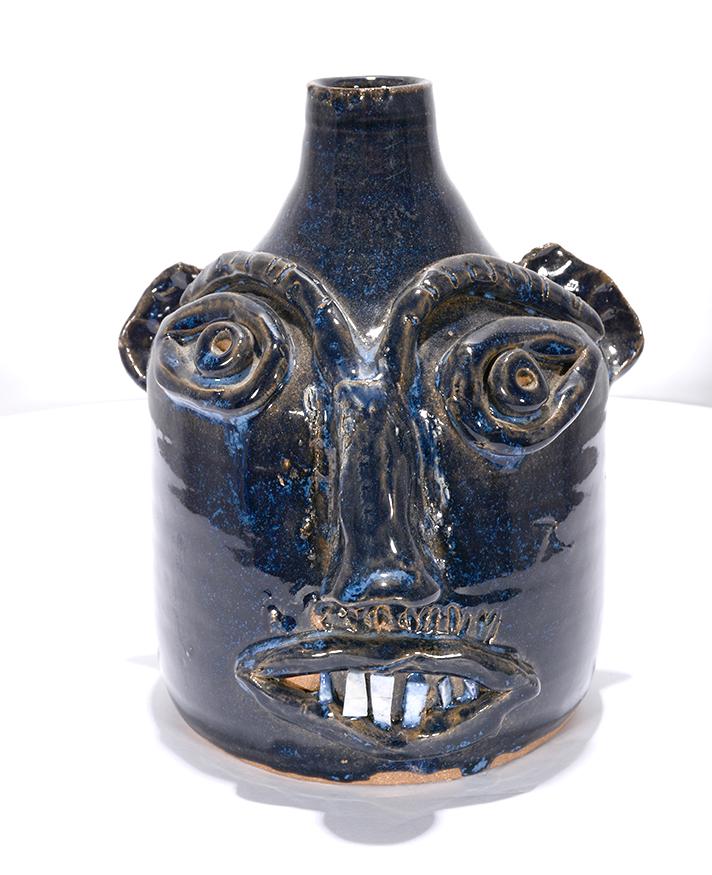 Hillside Pottery. Blue Face Jug. (1 of 3)