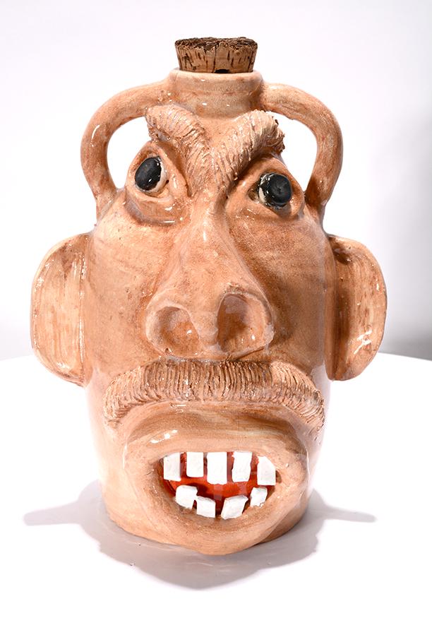 Ben Watford. Swirl Peach Glaze Face Jug. (1 of 3)