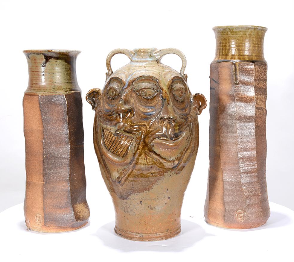John Rezner. 2 Vases & Face Jug. (1 of 2)