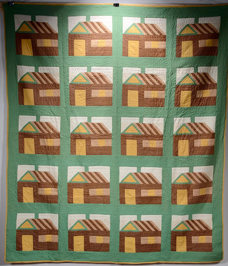 Earth tone School House Quilt. (1 of 3)